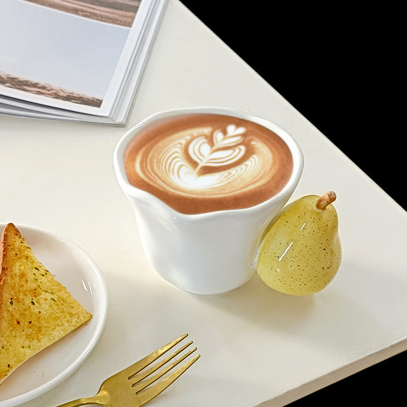 Artistic Fruit Creative Ceramic Mug: Pear & Grape Handle Design