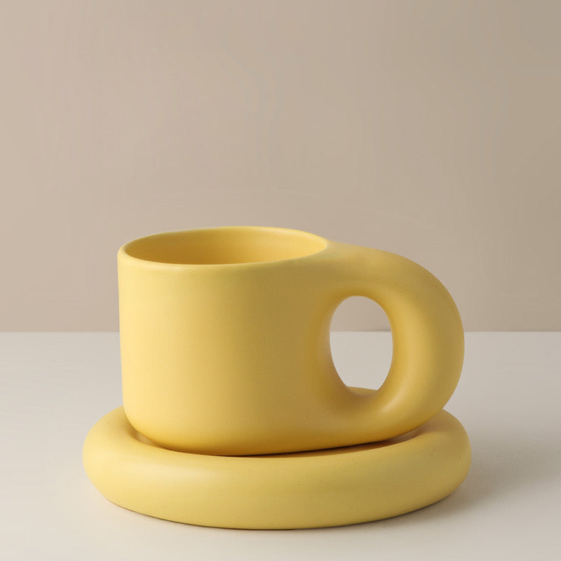 Hug Mug and Tray Set|10oz Ceramic Mug in Six Cheerful Colors