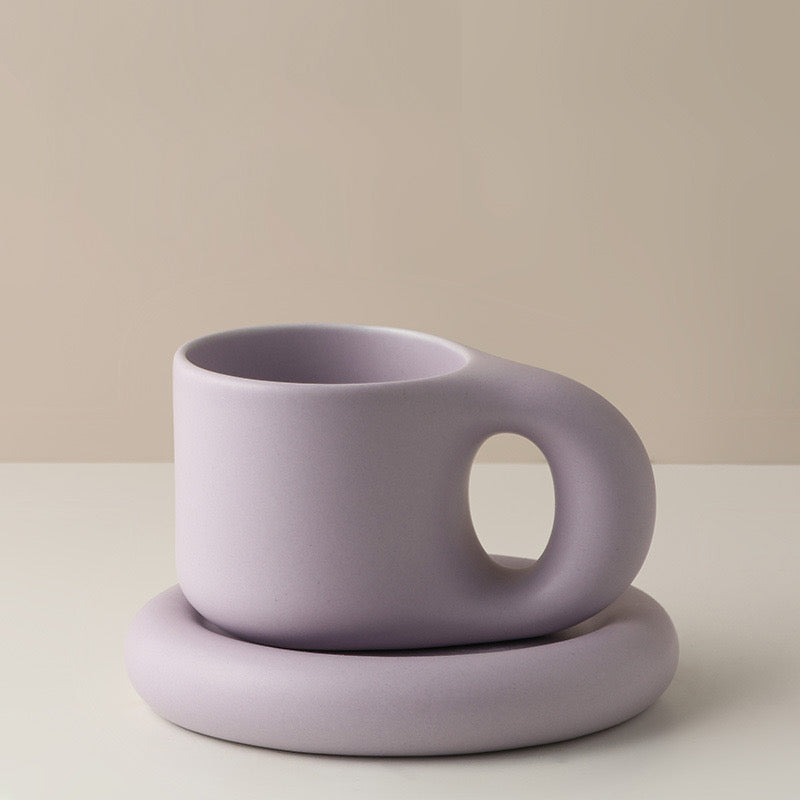 Hug Mug and Tray Set|10oz Ceramic Mug in Six Cheerful Colors
