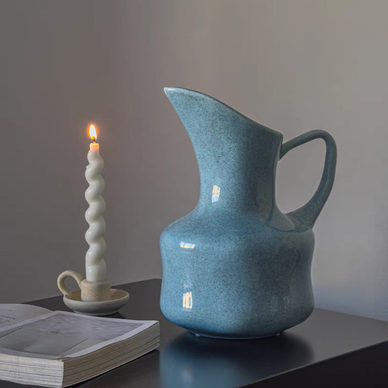 Gray-Blue Pitcher-Inspired Ceramic Vase