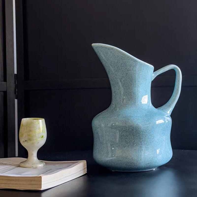 Gray-Blue Pitcher-Inspired Ceramic Vase