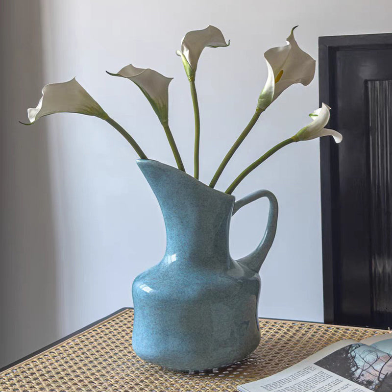 Gray-Blue Pitcher-Inspired Ceramic Vase