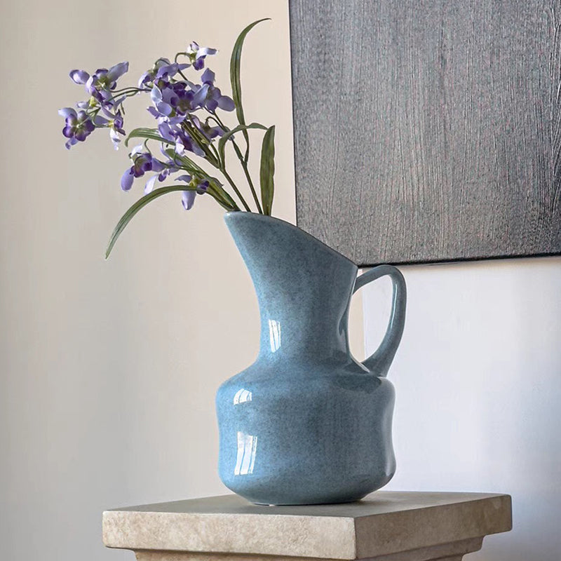 Gray-Blue Pitcher-Inspired Ceramic Vase