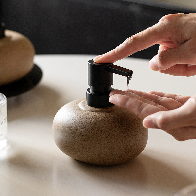 Wabi-Sabi Stoneware Soap and Lotion Dispenser Bottle
