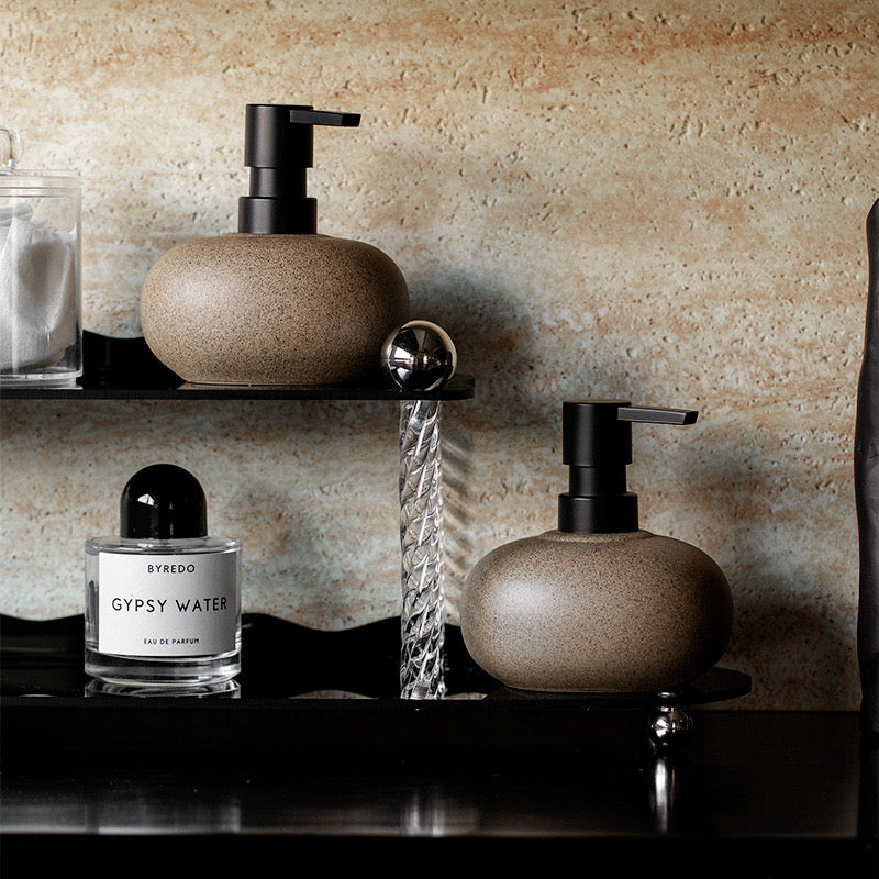 Wabi-Sabi Stoneware Soap and Lotion Dispenser Bottle