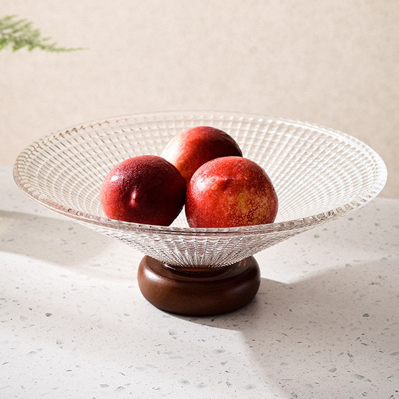 Classic Glass Platter with Wooden Base