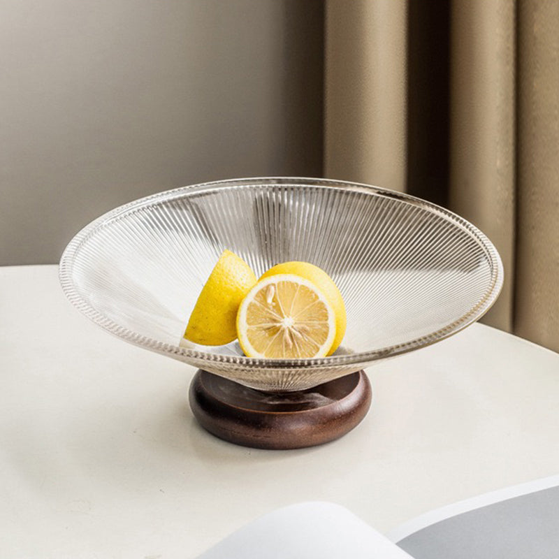 Classic Glass Platter with Wooden Base