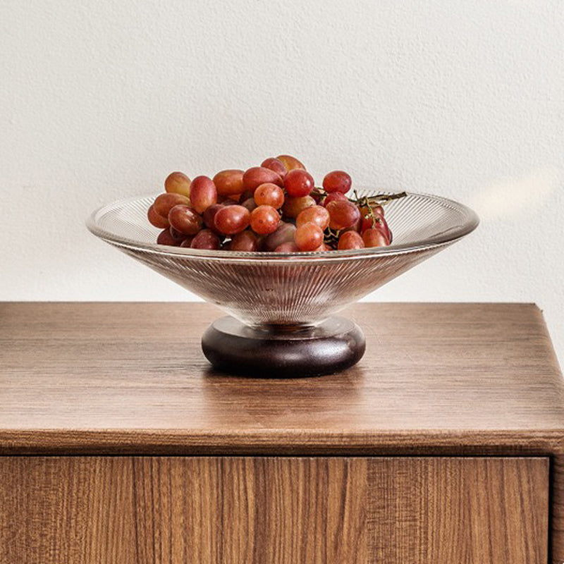 Classic Glass Platter with Wooden Base