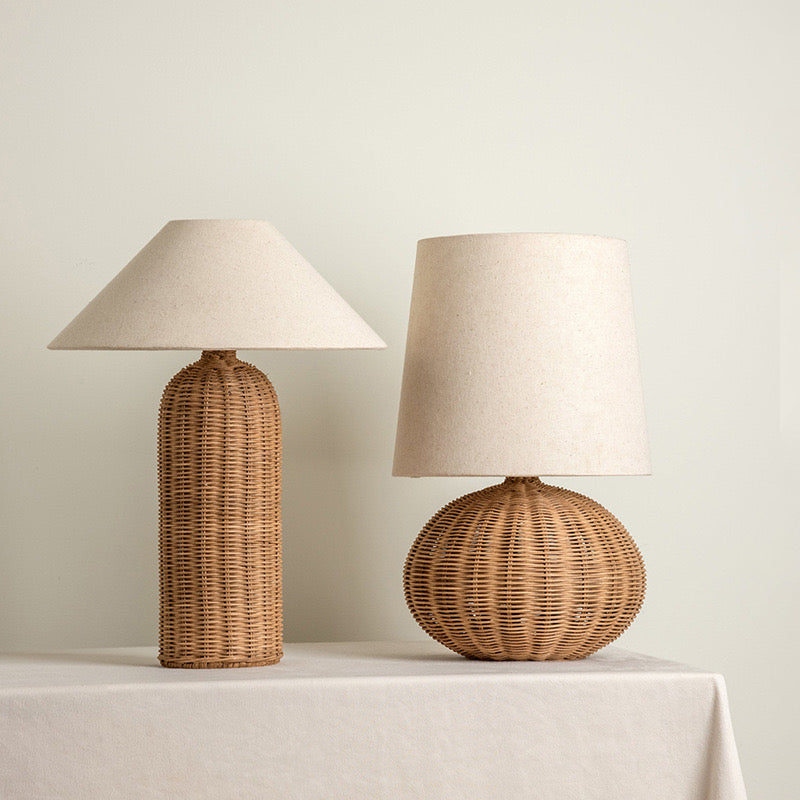 Handwoven Wabi-Sabi Rattan Table Lamp
