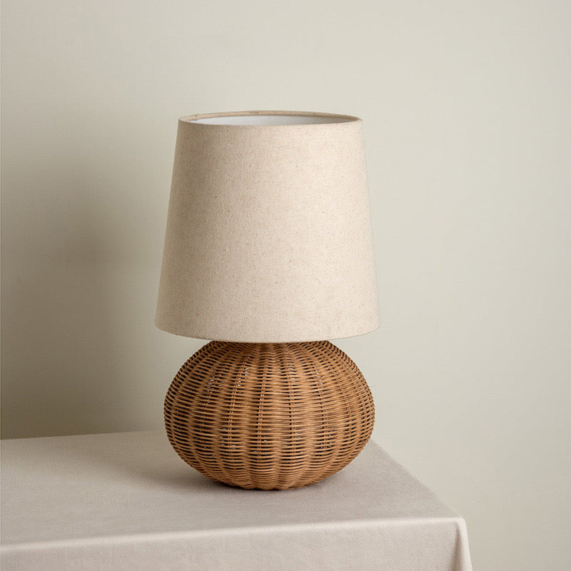 Handwoven Wabi-Sabi Rattan Table Lamp