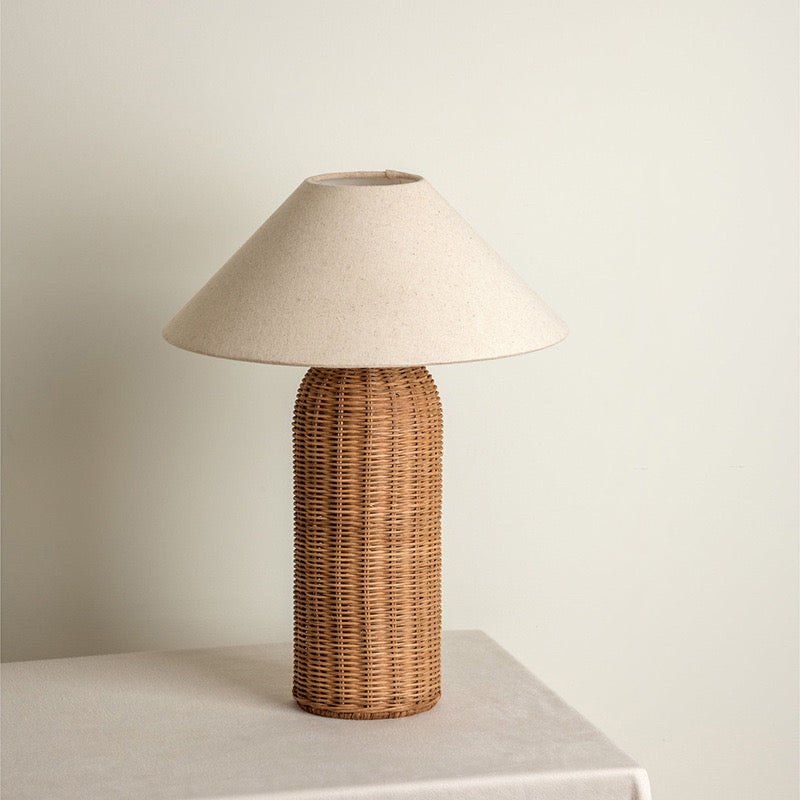 Handwoven Wabi-Sabi Rattan Table Lamp