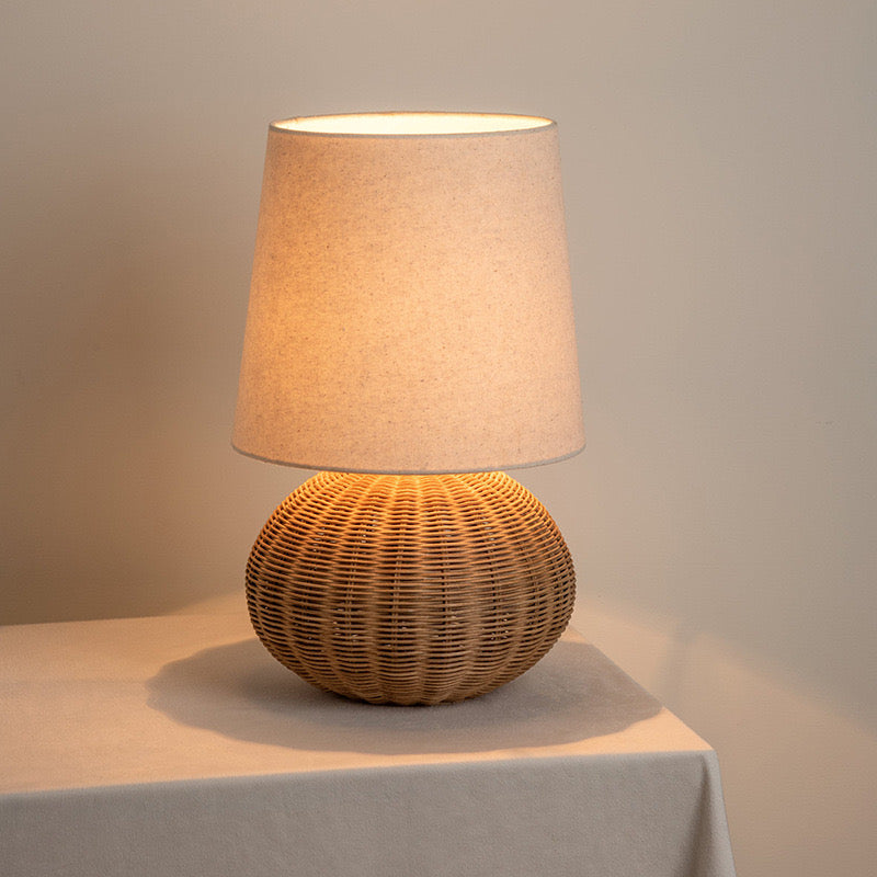 Handwoven Wabi-Sabi Rattan Table Lamp