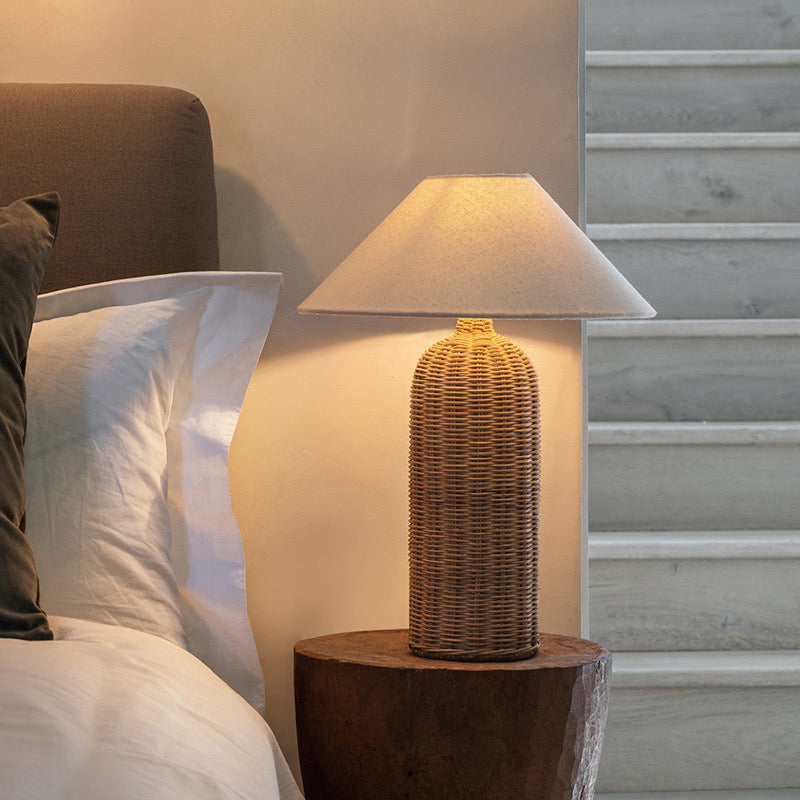 Handwoven Wabi-Sabi Rattan Table Lamp