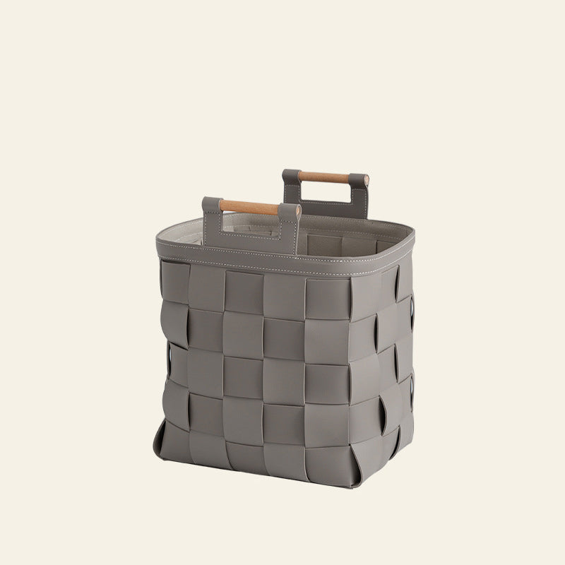 Wide Weave Leather Laundry Basket with Handles |Stylish Laundry Hamper