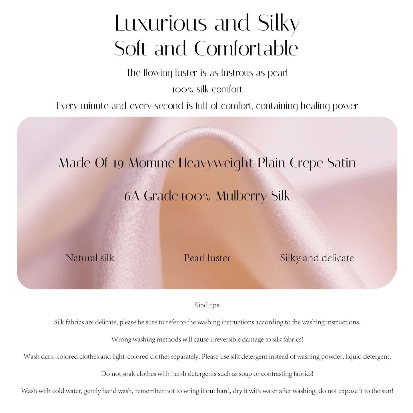 Soft Pink Raglan long sleeve and Pants Set | 100% Mulberry Silk Sleepwear