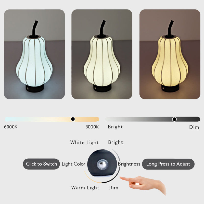 Pear Retro, Minimalist, and Oriental Style Rechargeable Table Lamp