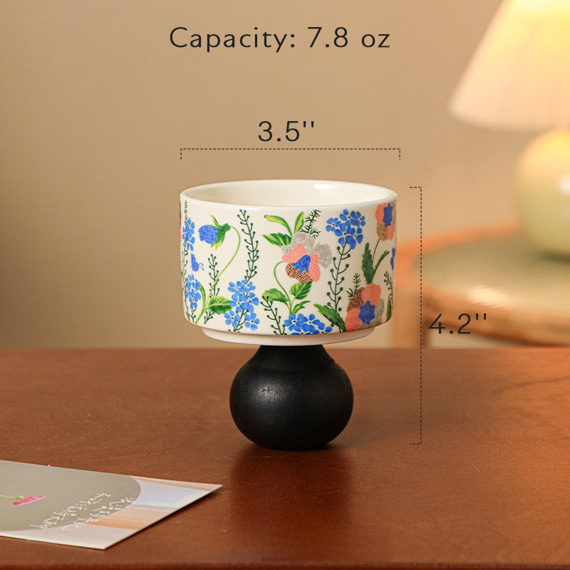 Elegant Ceramic Ice Cream Cup with Wooden Base