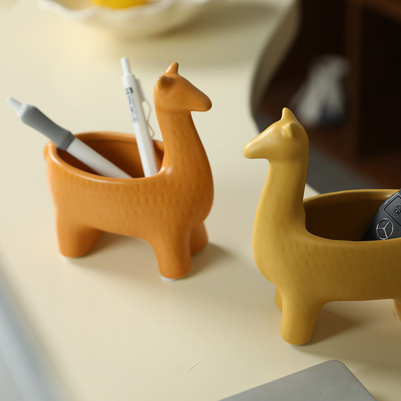 Llama Key Holder Tray - Ceramic Catchall for Keys, Jewelry, and Desk Decor